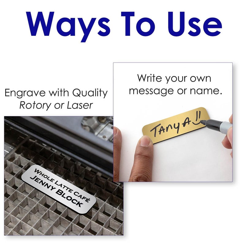 All Quality 1" X 3" Name Tag/Badge Blanks with Pin - 10 Pack (Brushed Gold) - Image 5